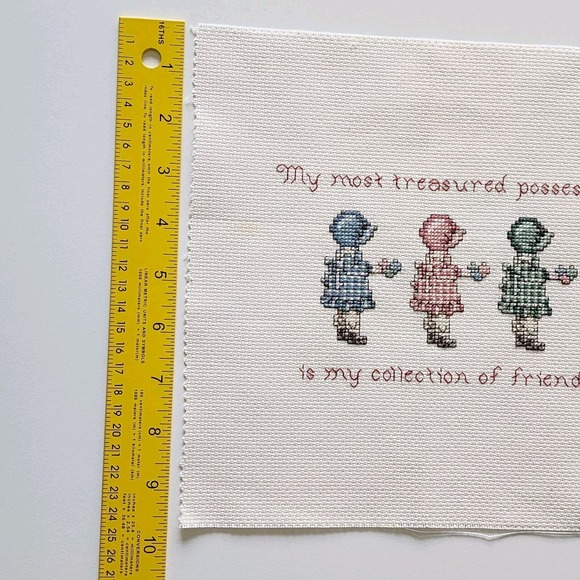 Friends Cross Stitch Finished Piece Cottagecore Picture‎ Friendship Bonnets Art - Picture 8 of 10